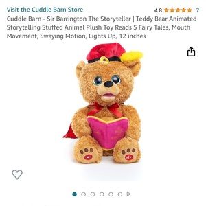 New Cuddle Barn Sir Barrington animated story teller bear.